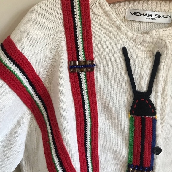 Unisex Vintage Michael Simon Suspenders Cardigan Sweater - Picture 4 of 11